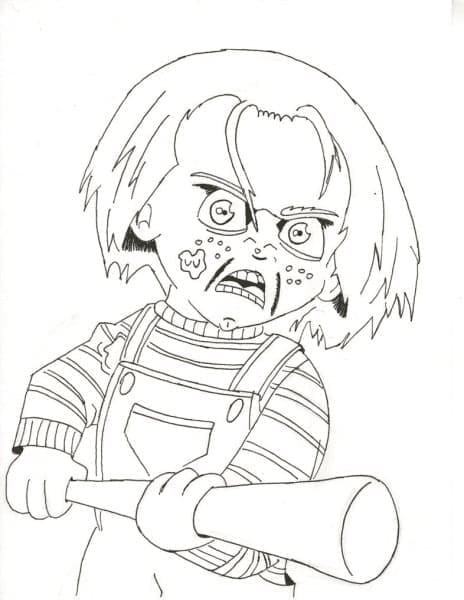 Coloriage chucky en colãre