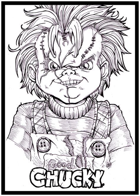 Coloring book art scary drawings chucky drawing