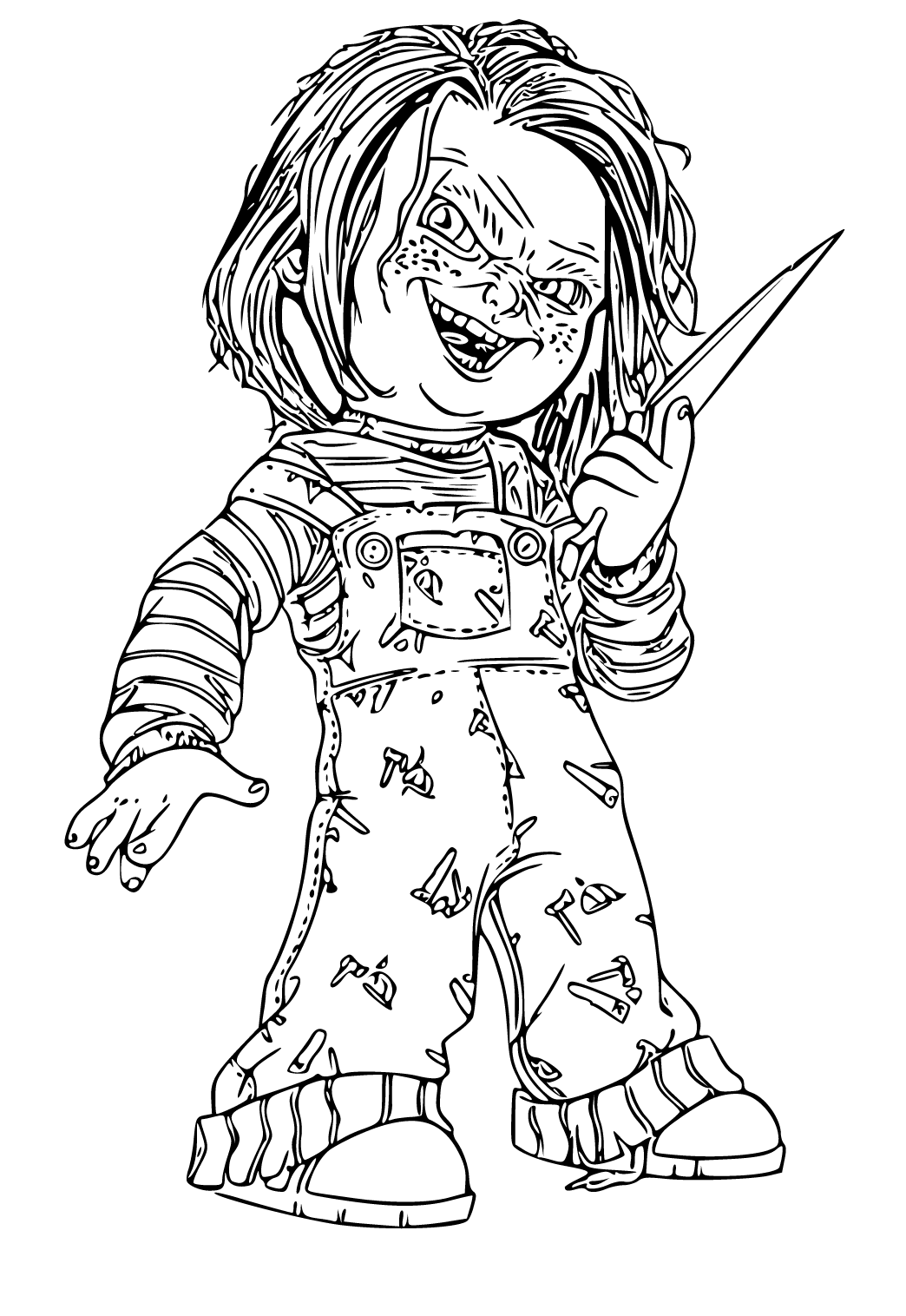 Free printable chucky terrible coloring page for adults and kids