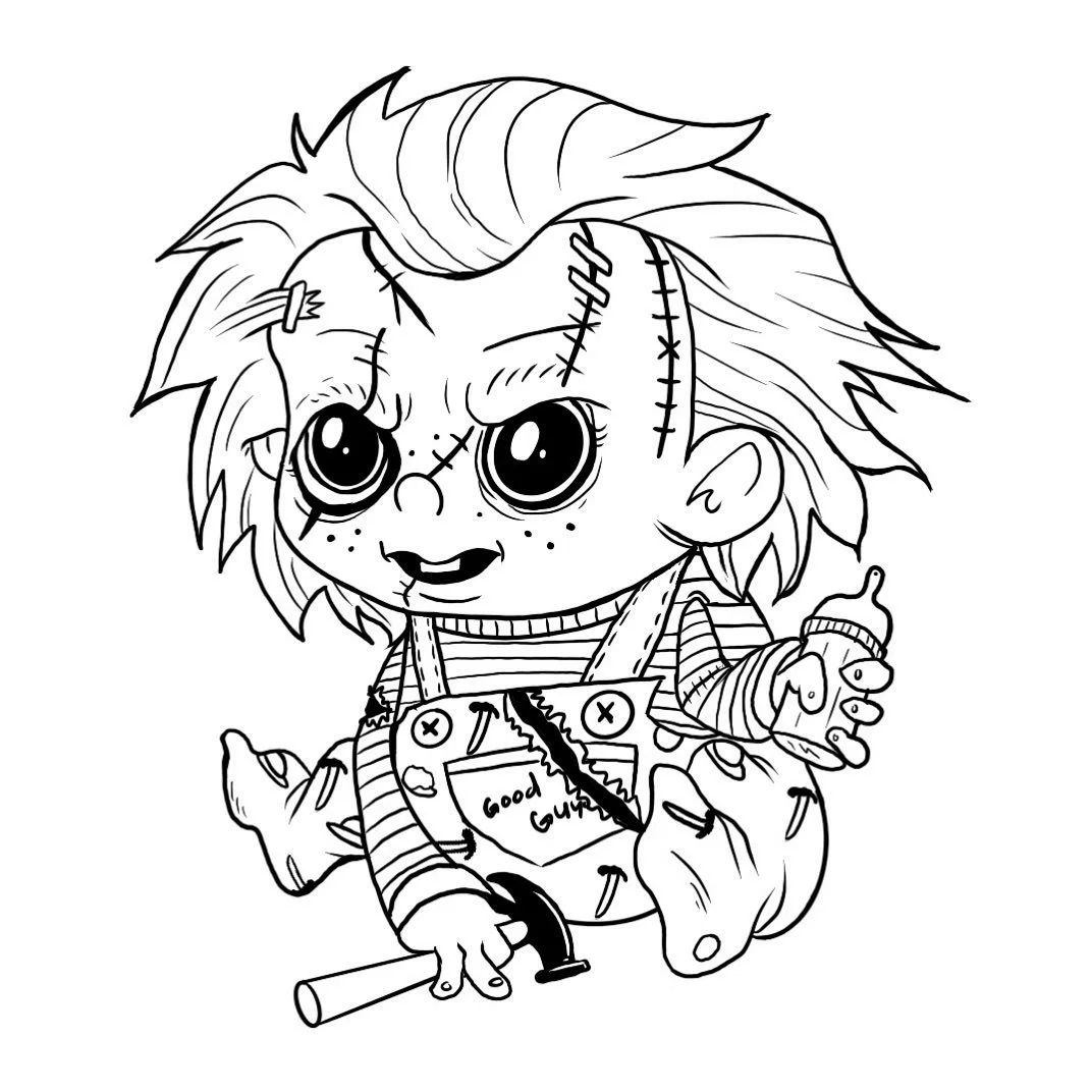 Spooky chucky coloring pages pdf to print