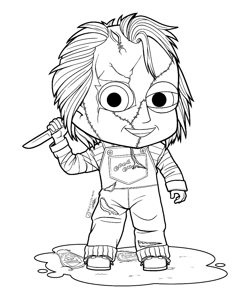 Free printable chucky doll coloring page