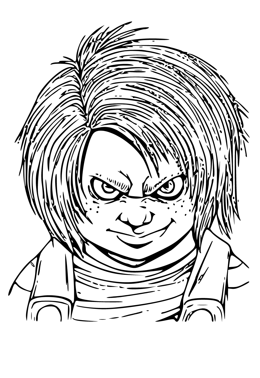 Free printable chucky sight coloring page sheet and picture for adults and kids girls and boys