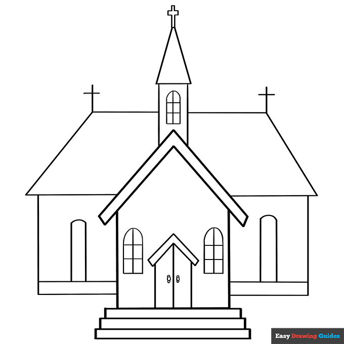 Church coloring page easy drawing guides