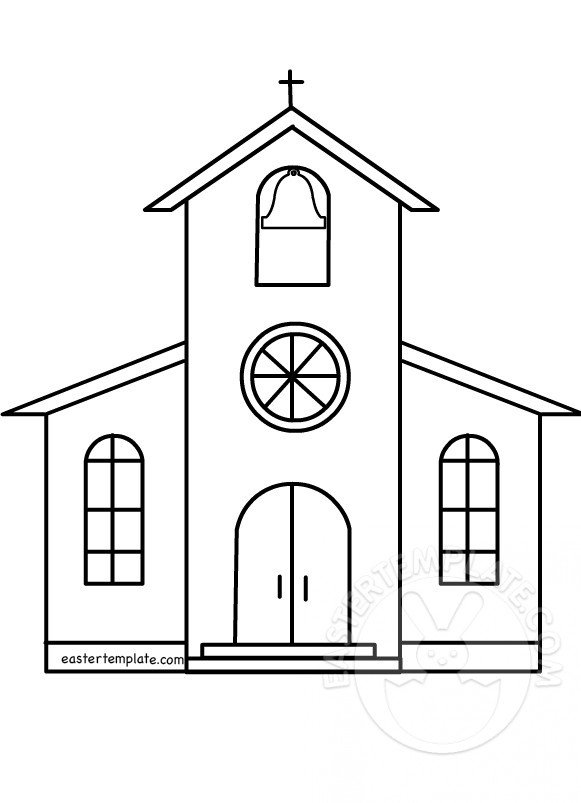 Printable church template coloring page