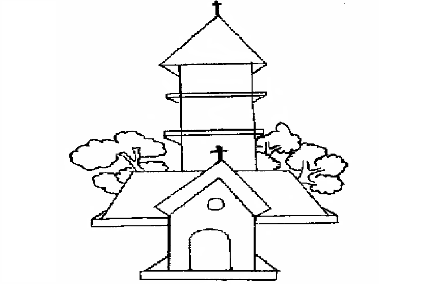 Church coloring printable page for kids