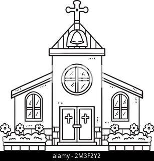 Christian church isolated coloring page for kids stock vector image art