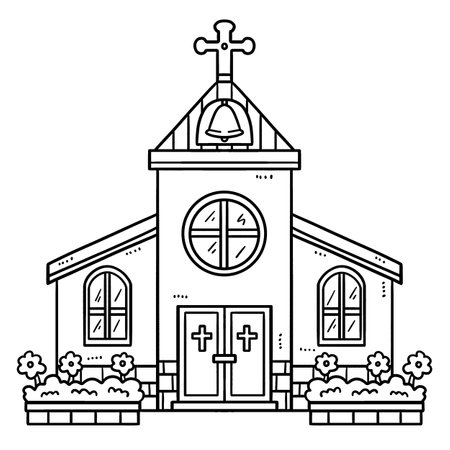 Church coloring page stock illustrations cliparts and royalty free church coloring page vectors