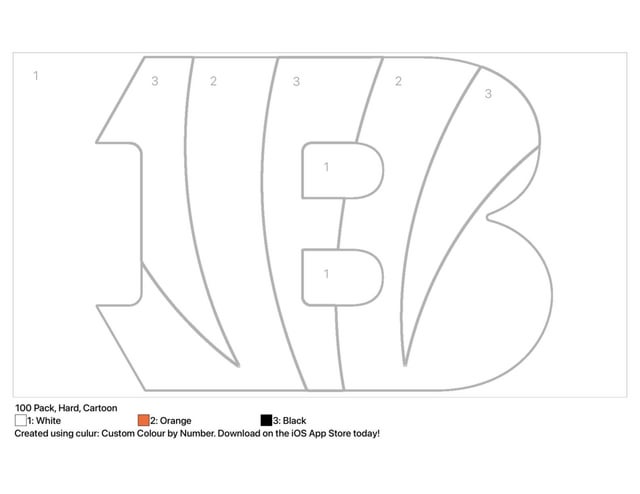 Bengals b logo turned into a color by numbers rbengals