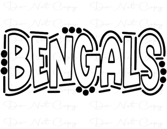 Bengals doodle letters transparent background sublimation png and svg digital artwork download now