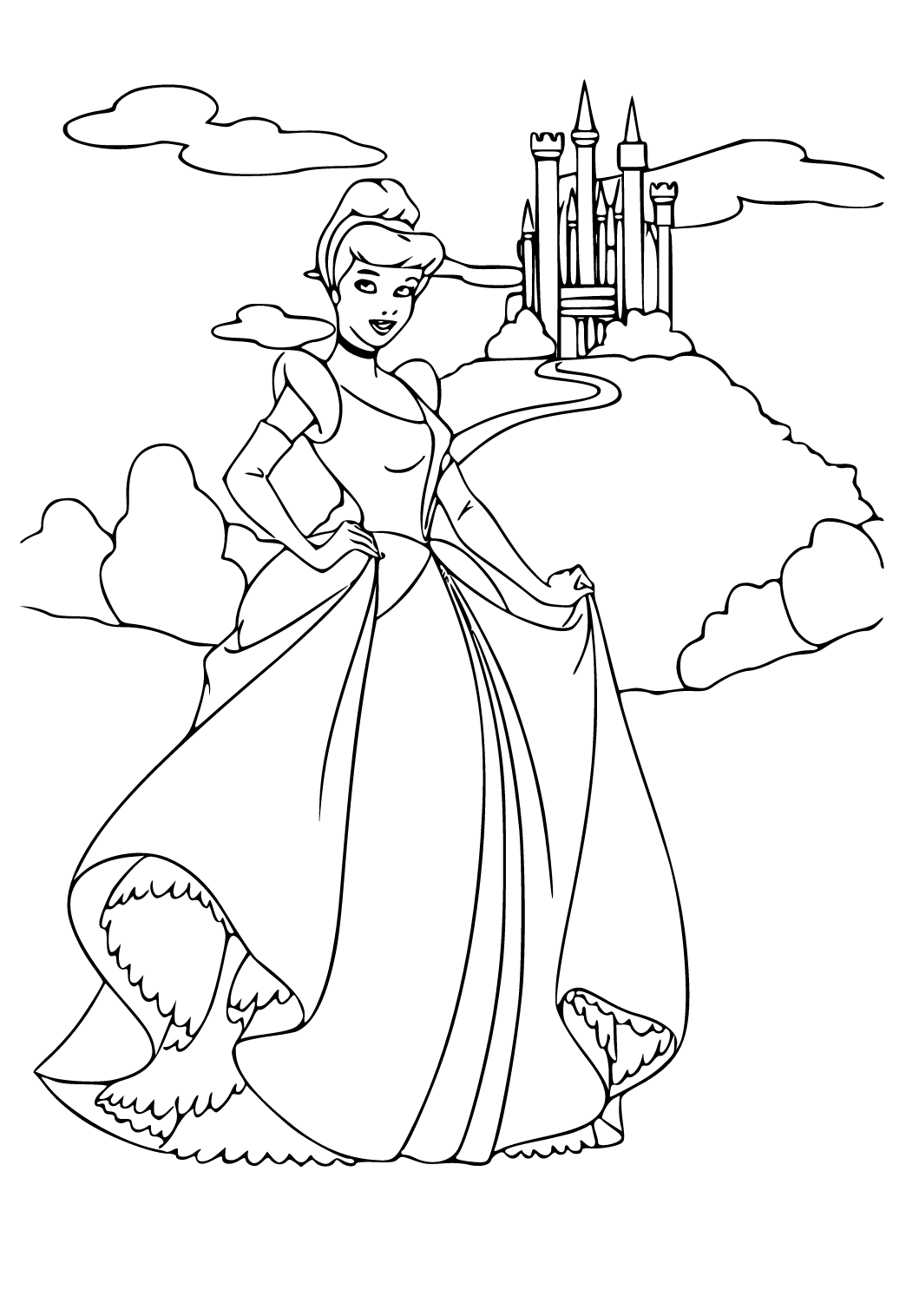 Free printable disney princess cinderella coloring page for adults and kids