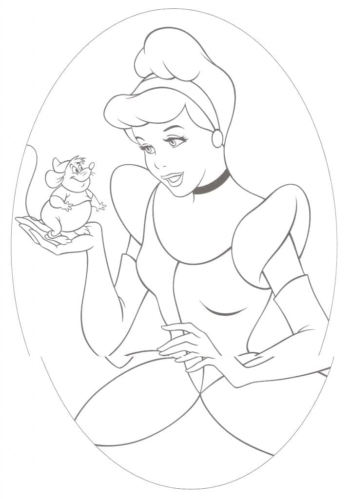 Cinderella and gus coloring page