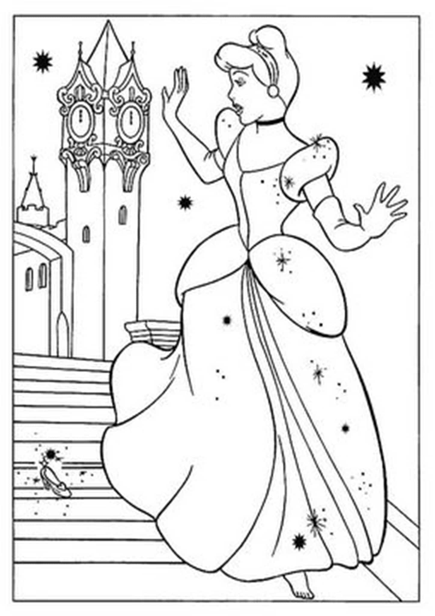 Free easy to print cinderella coloring pages