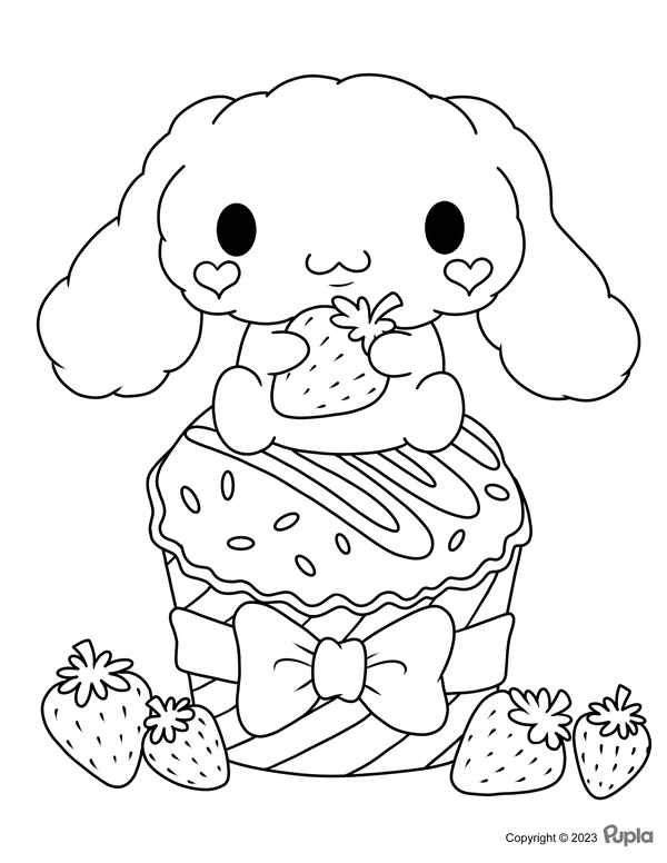 Ðï cinnamoroll eating a strawberry