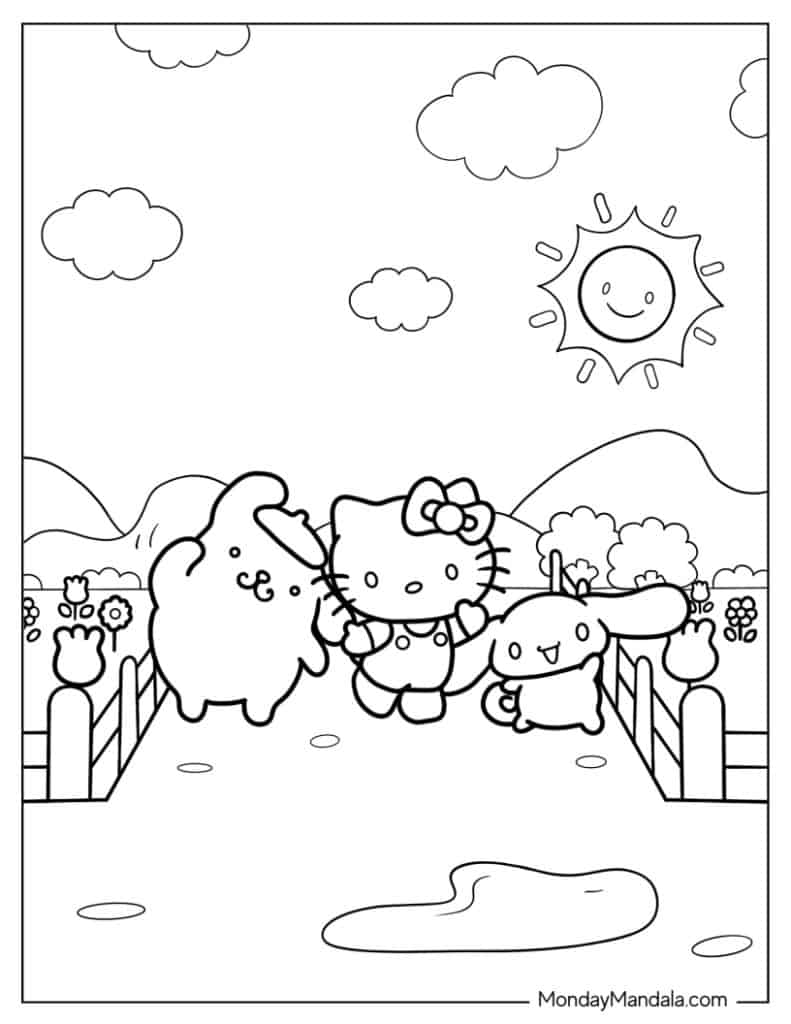 Hello kitty coloring pages free pdf printables