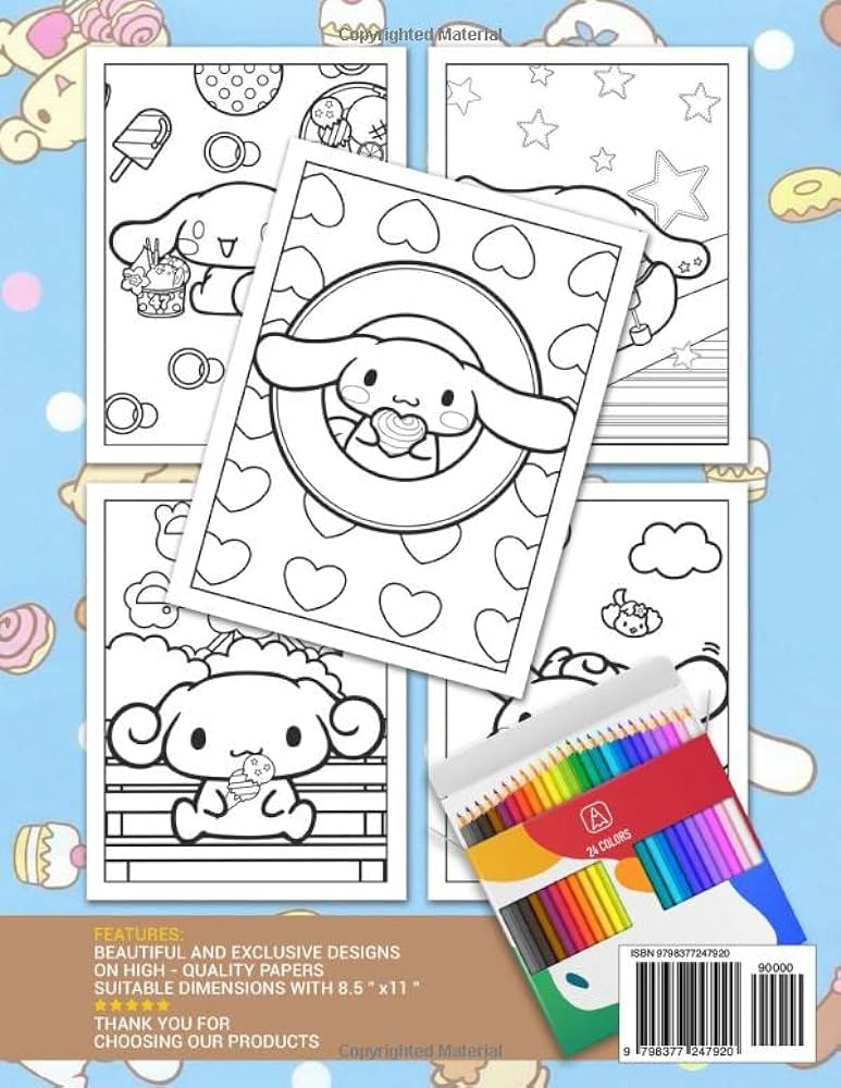 Cinnamoroll coloring book for girls coloring pages for all fans great gifts for kids boys girls ages