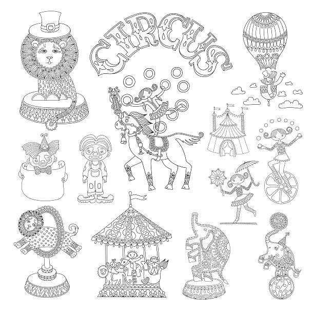 Circus coloring book stock illustrations royalty