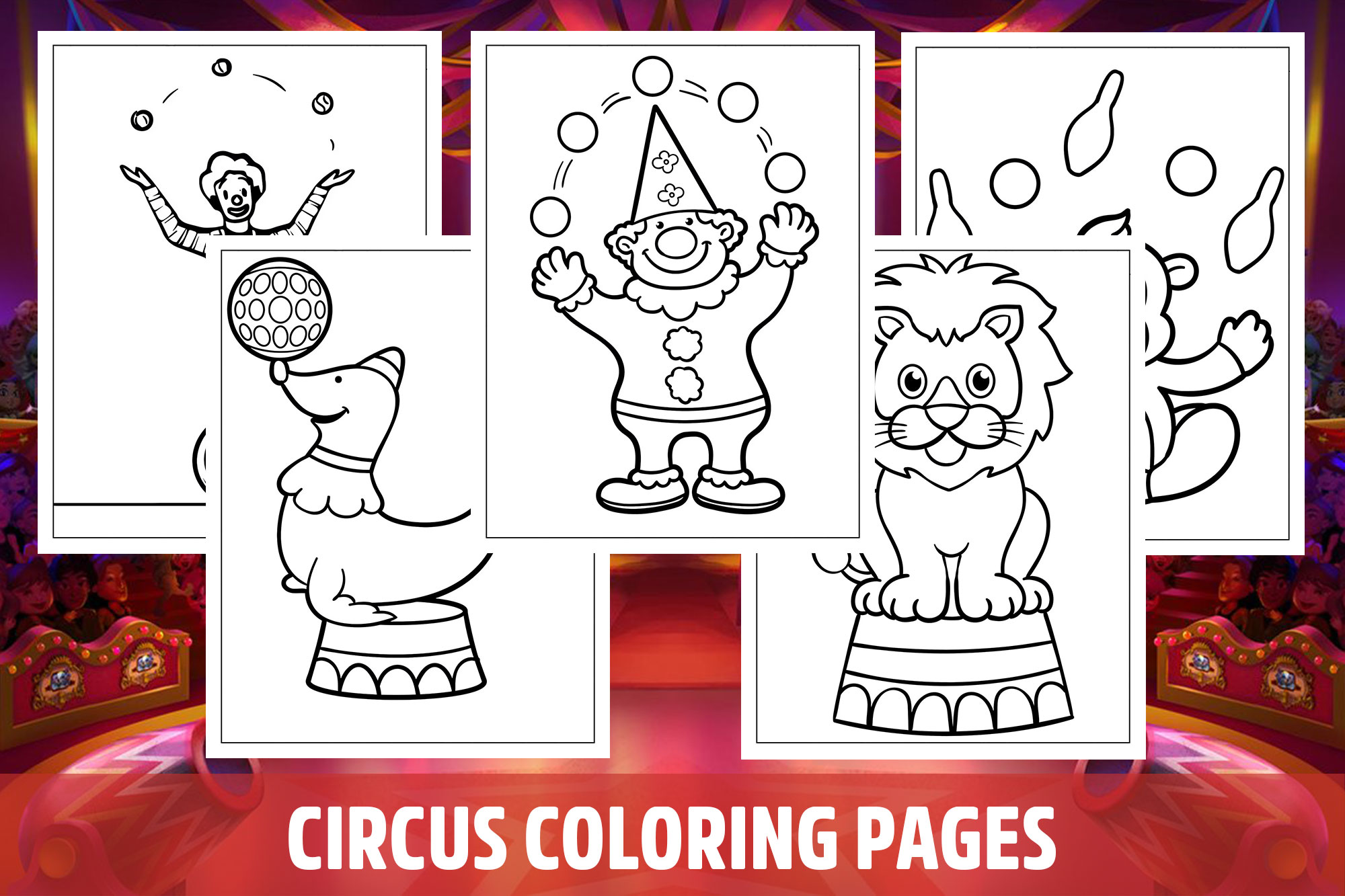 Circus coloring pages for kids girls boys teens birthday school activity made by teachers