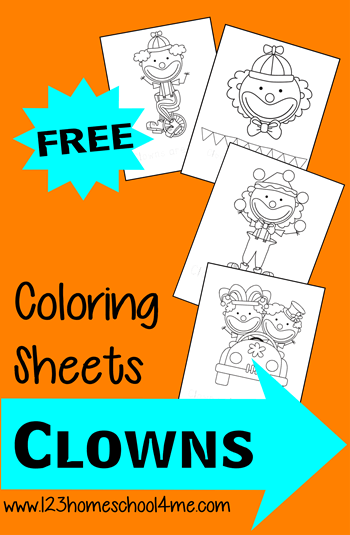 Free circus clown coloring sheets for kids