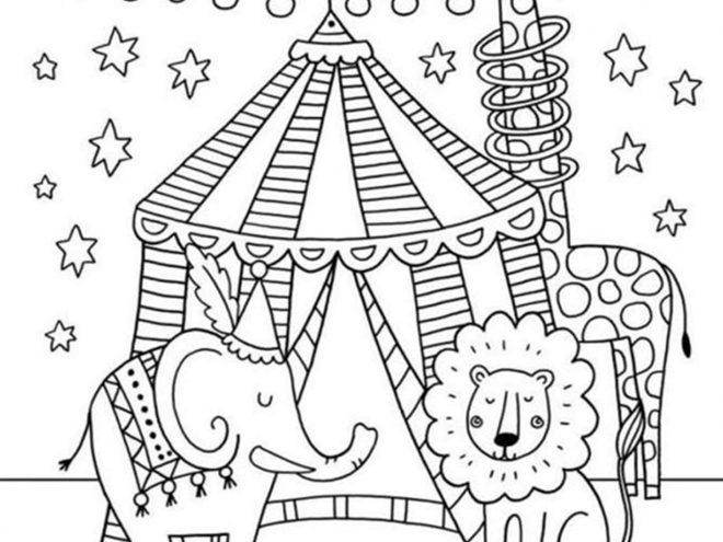Free easy to print circus coloring pages