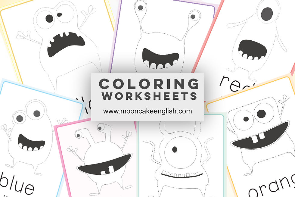 Color monster esl coloring worksheets mooncake english