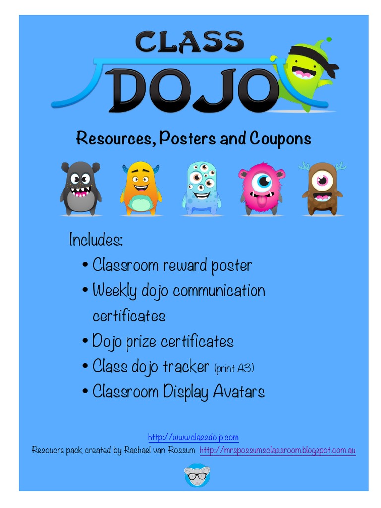 Class dojo resources printable posters certificates and trackers to motivate students and municate achievements pdf