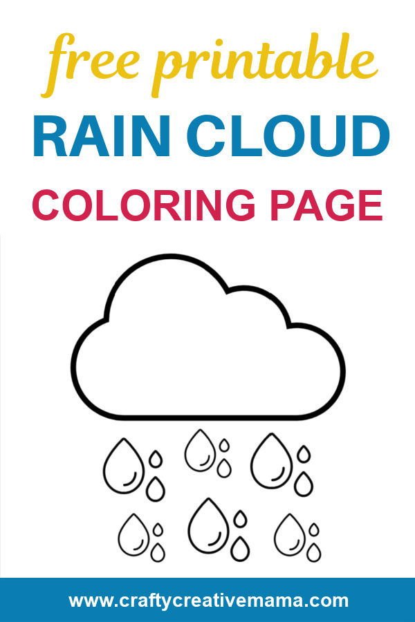 Free printable cloud with raindrops coloring page