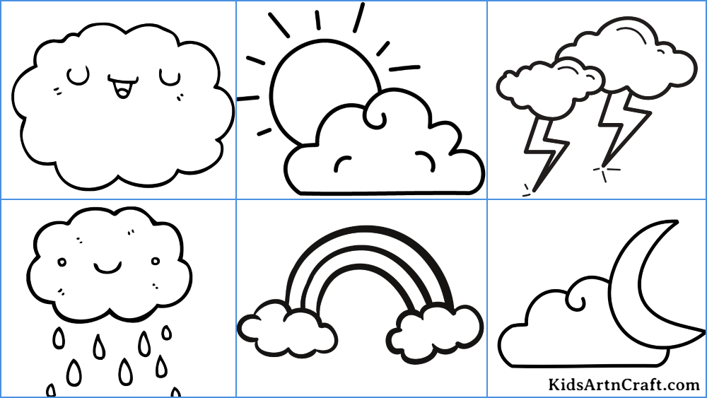 Clouds coloring pages for kids â free printables