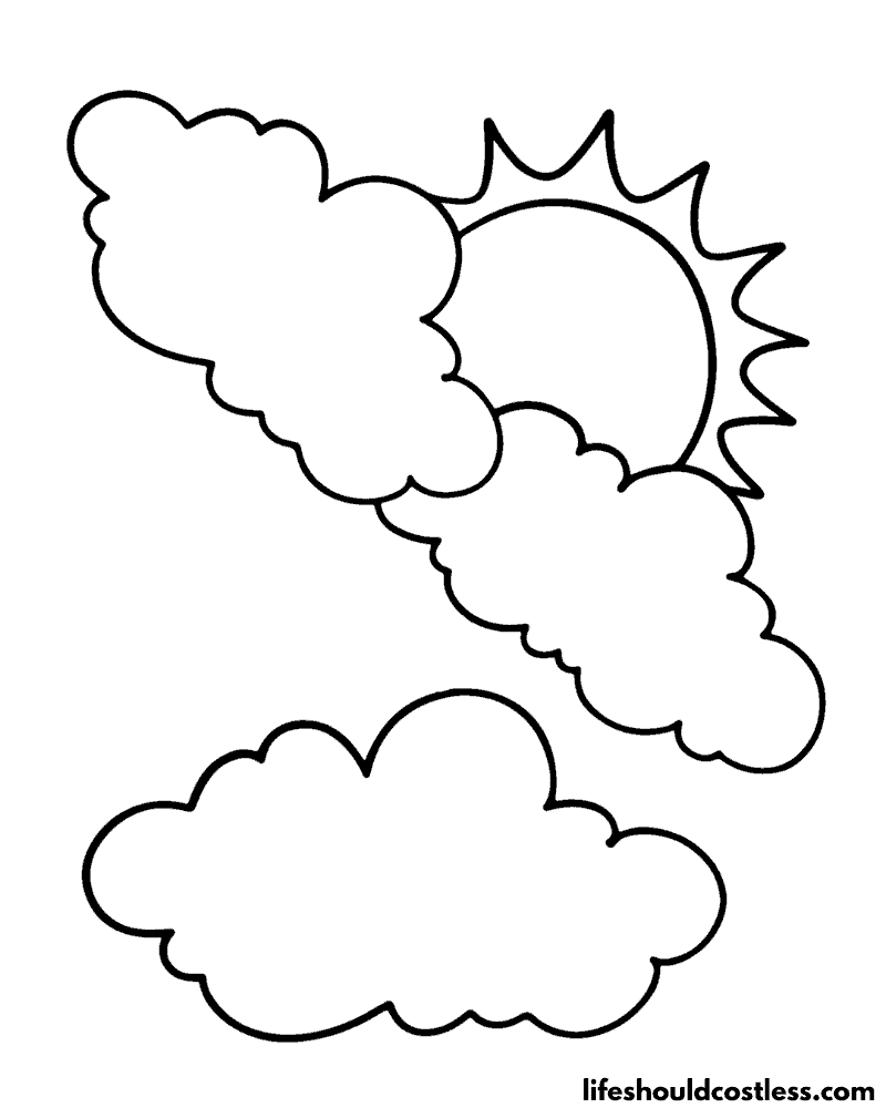 Cloud coloring pages free printable pdf templates