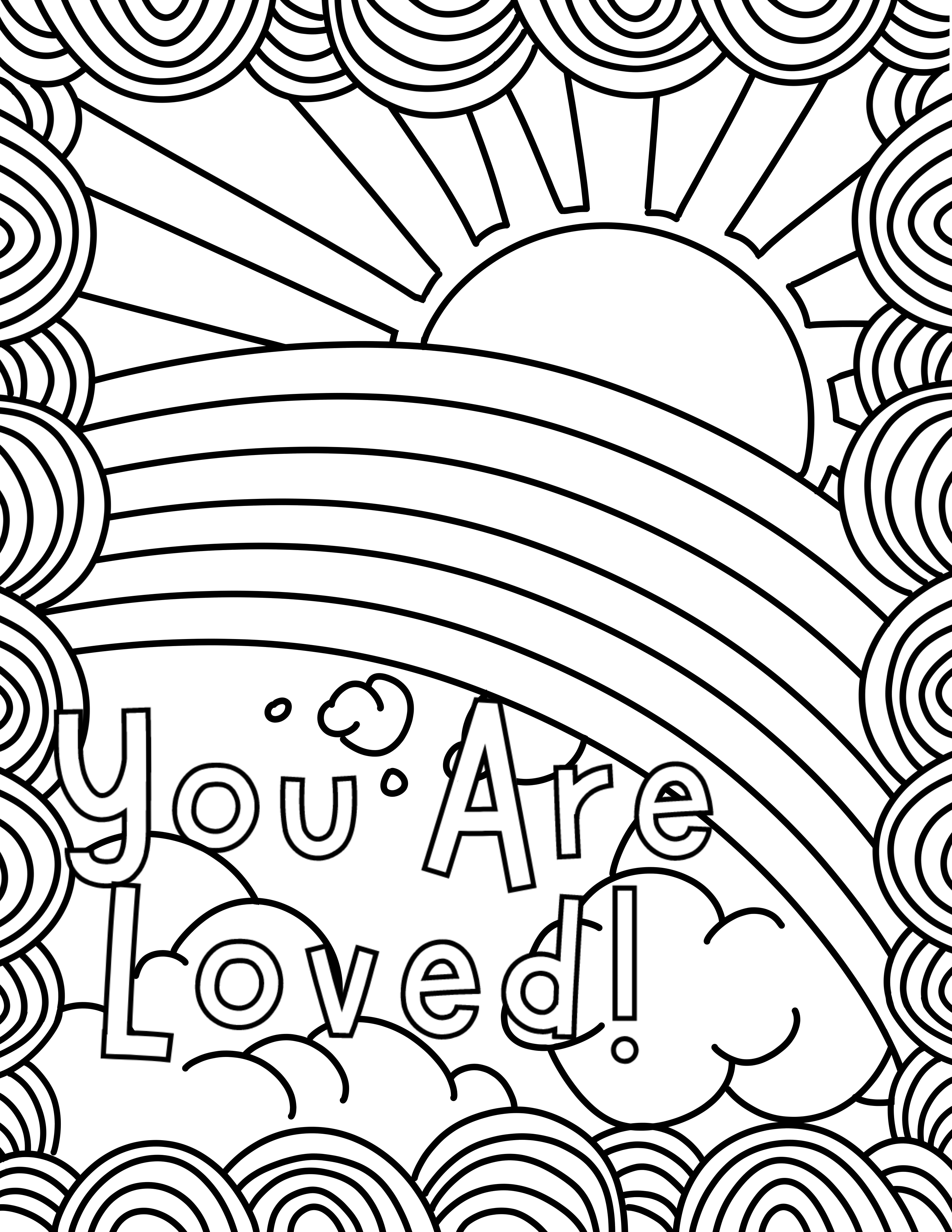 You are loved colouring sheet scyap