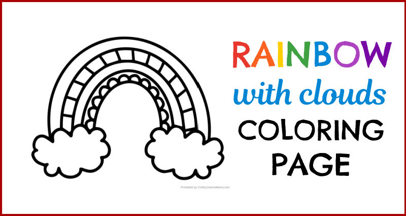 Beautiful rainbow coloring page with clouds free to print