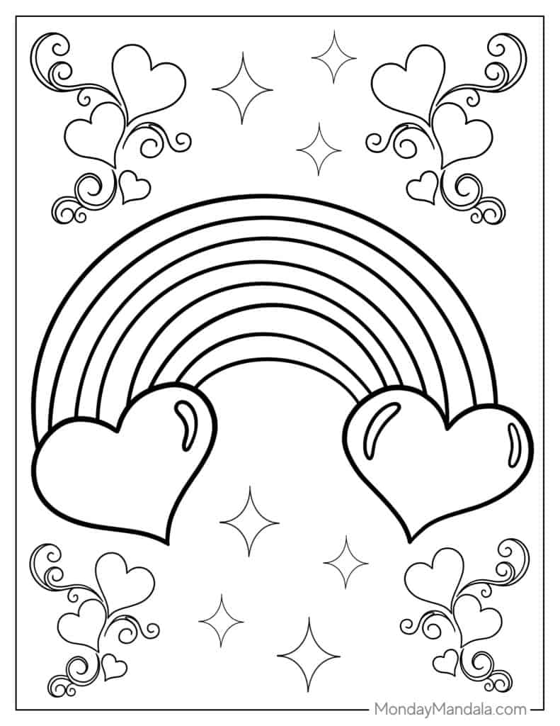 Rainbow coloring pages free pdf printables