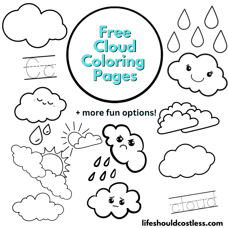 Cloud coloring pages free printable pdf templates