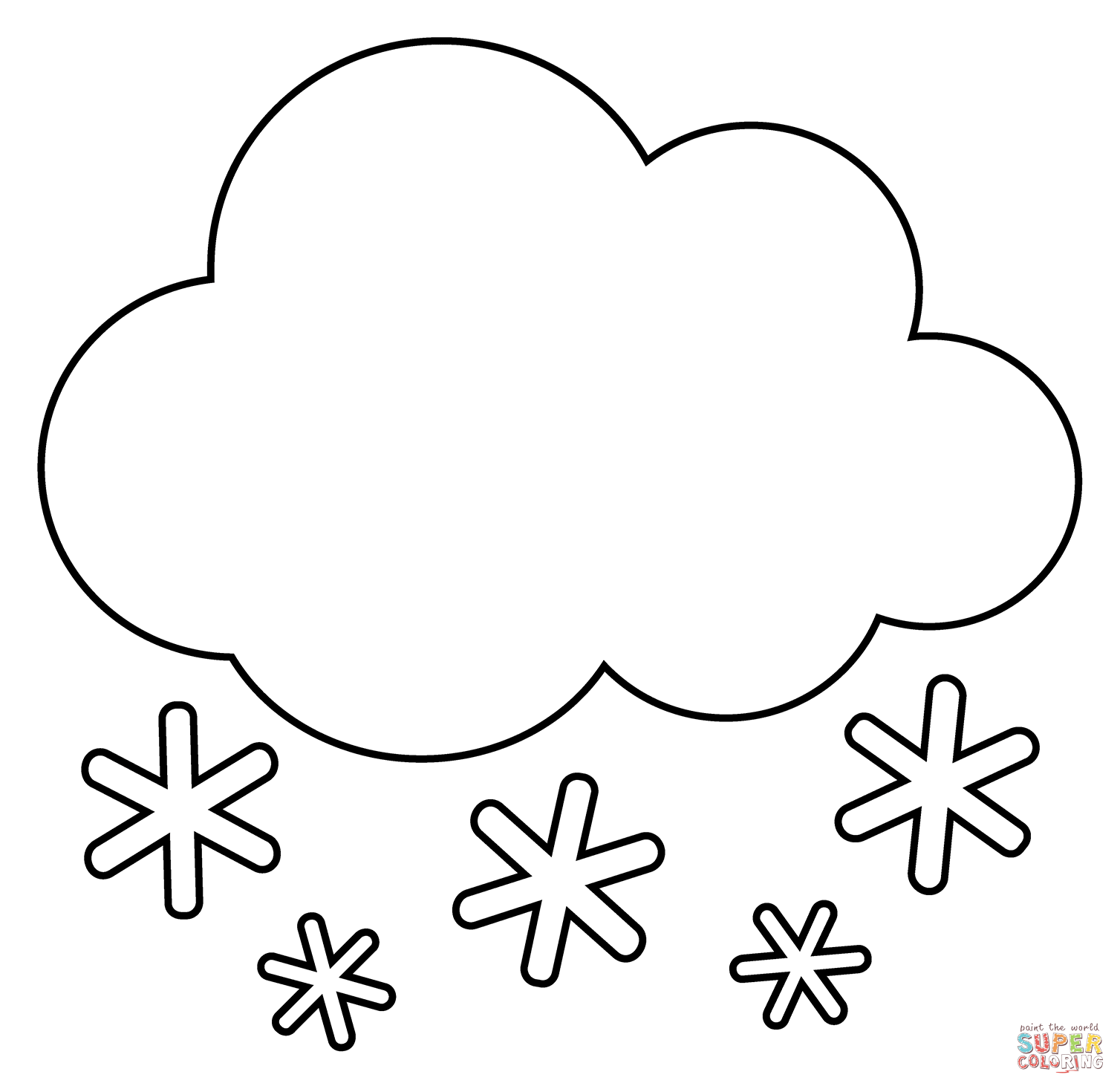 Cloud with snow emoji coloring page free printable coloring pages