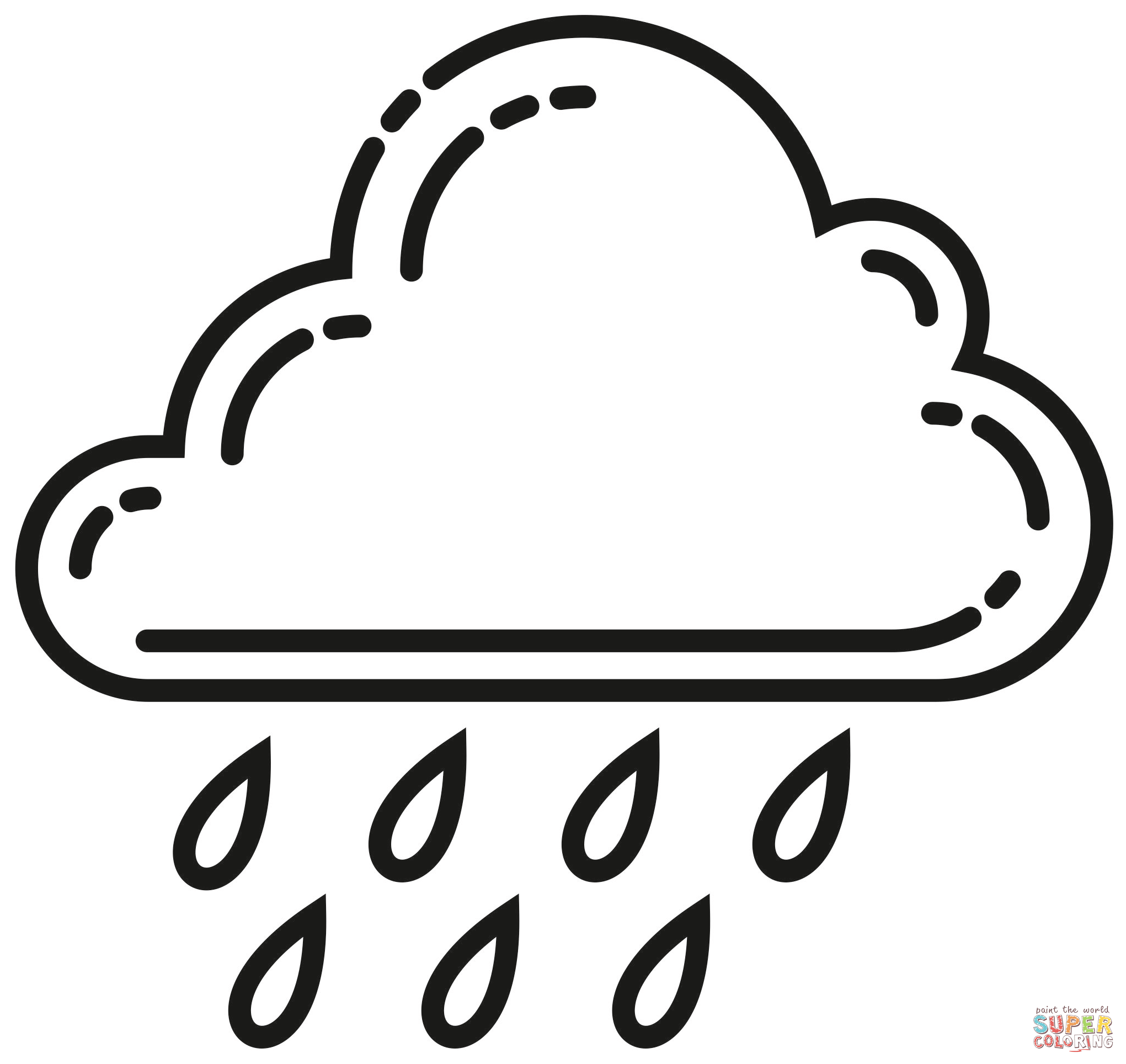 Cloud with rain coloring page free printable coloring pages