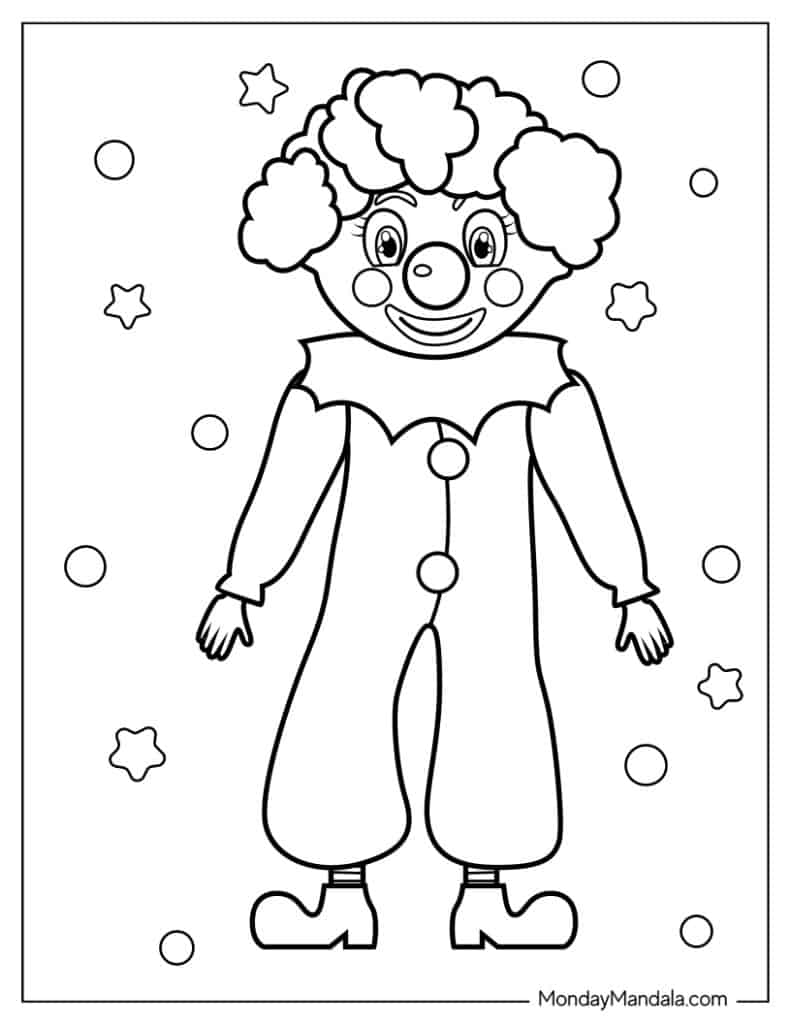 Clown coloring pages free pdf printables