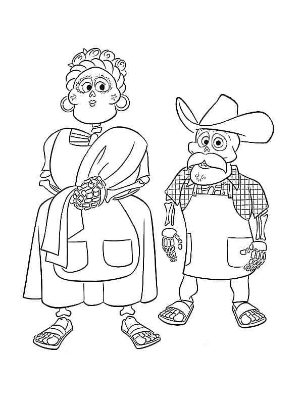 Rosita and julio from coco coloring page