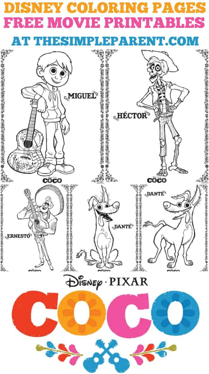 Free disney coloring pages featuring disneyâpixars coco â the simple parent