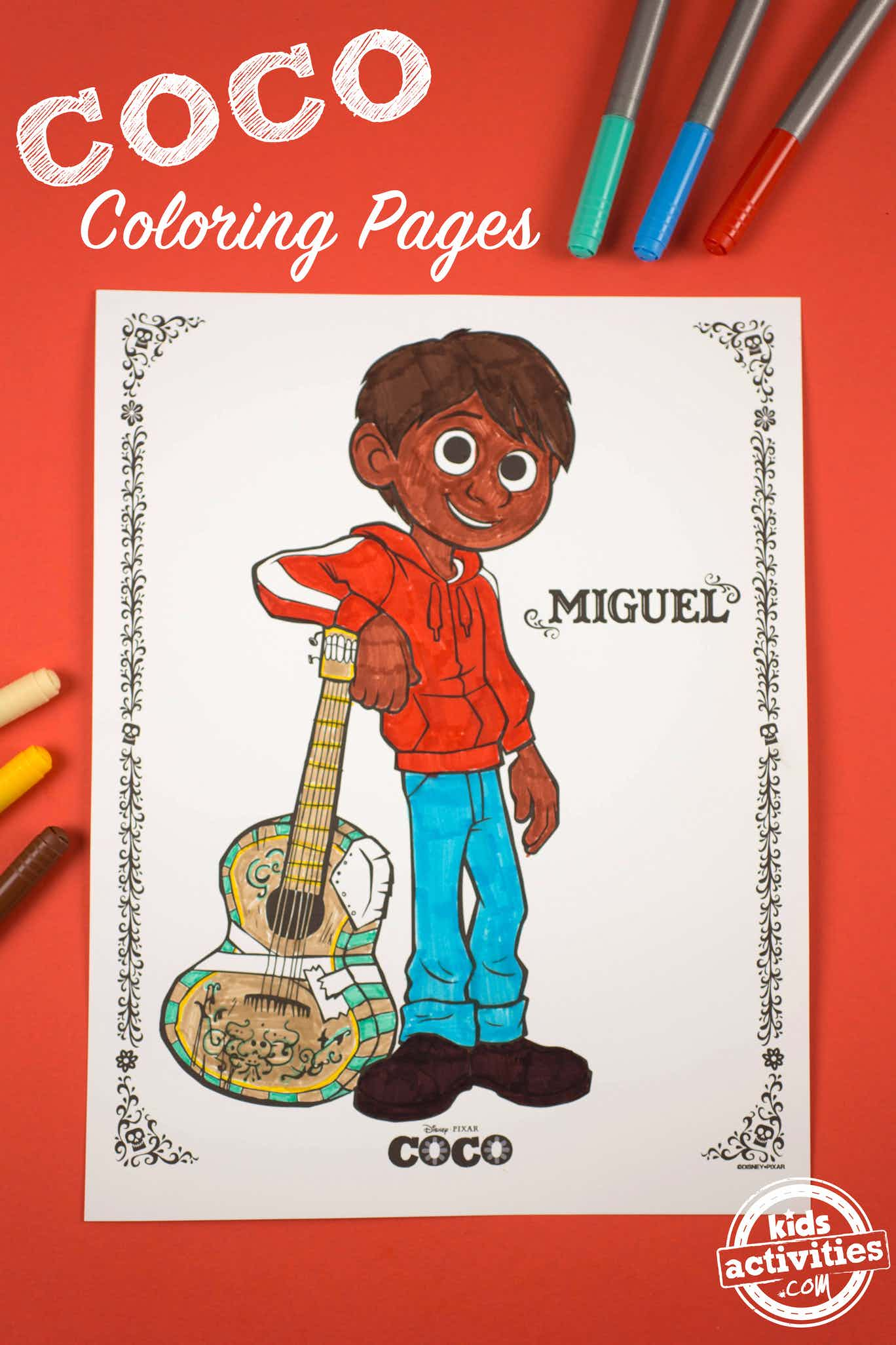 Coco coloring pages for kids kids activities blog