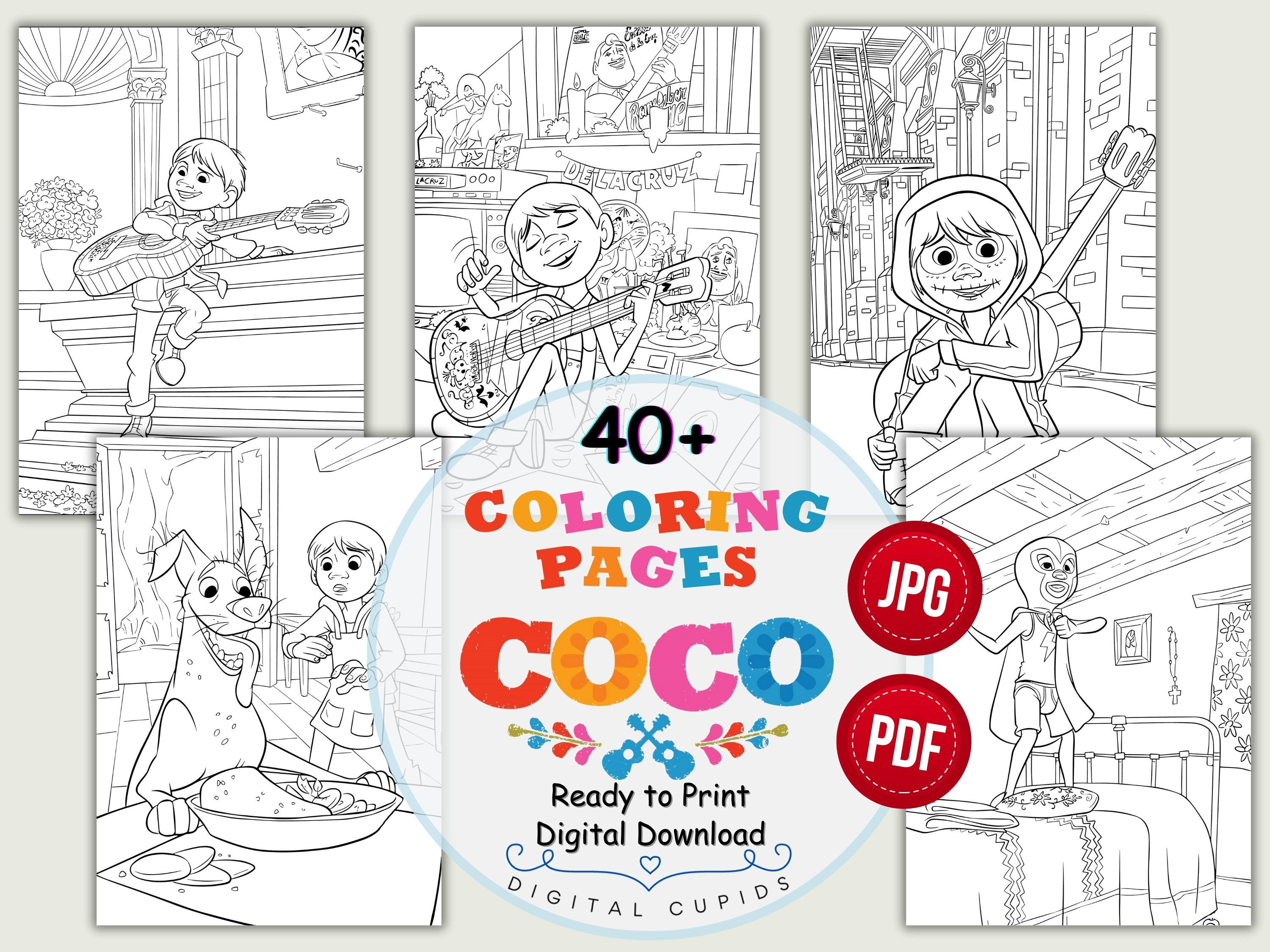 Coco movie coloring pages jpg pdf coco illustrations creative kids activity ready to print a size movie