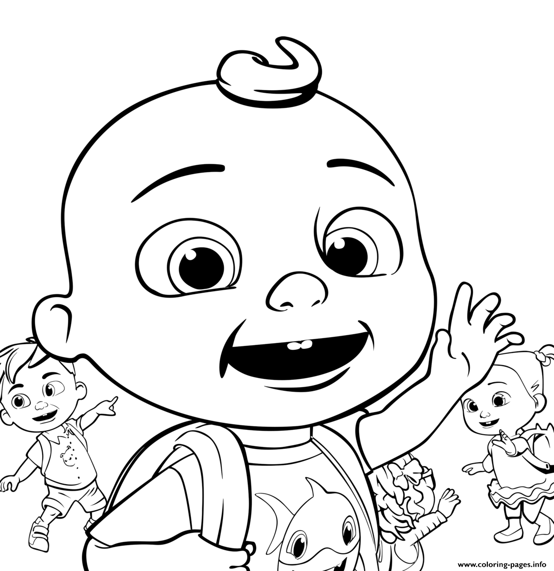 Cocomelon going to school coloring page printable