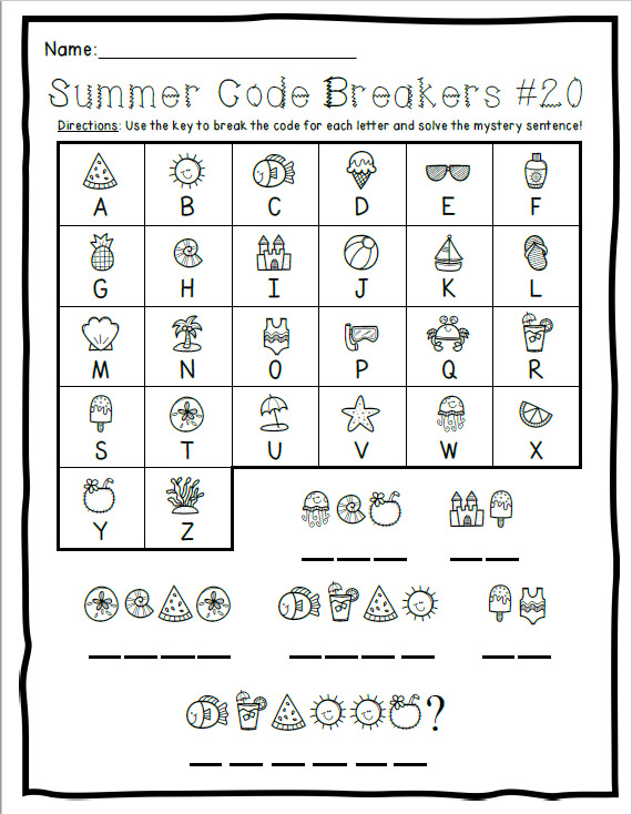 Summer code breakers packet made by teachers