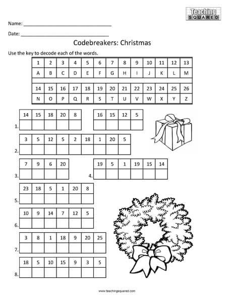 Codebreaker holiday worksheets