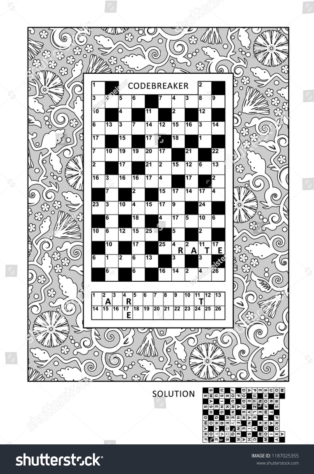 Puzzle coloring activity page grownups codebreaker stock vector royalty free