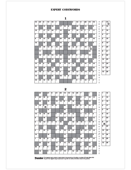 Expert codewords printable puzzles