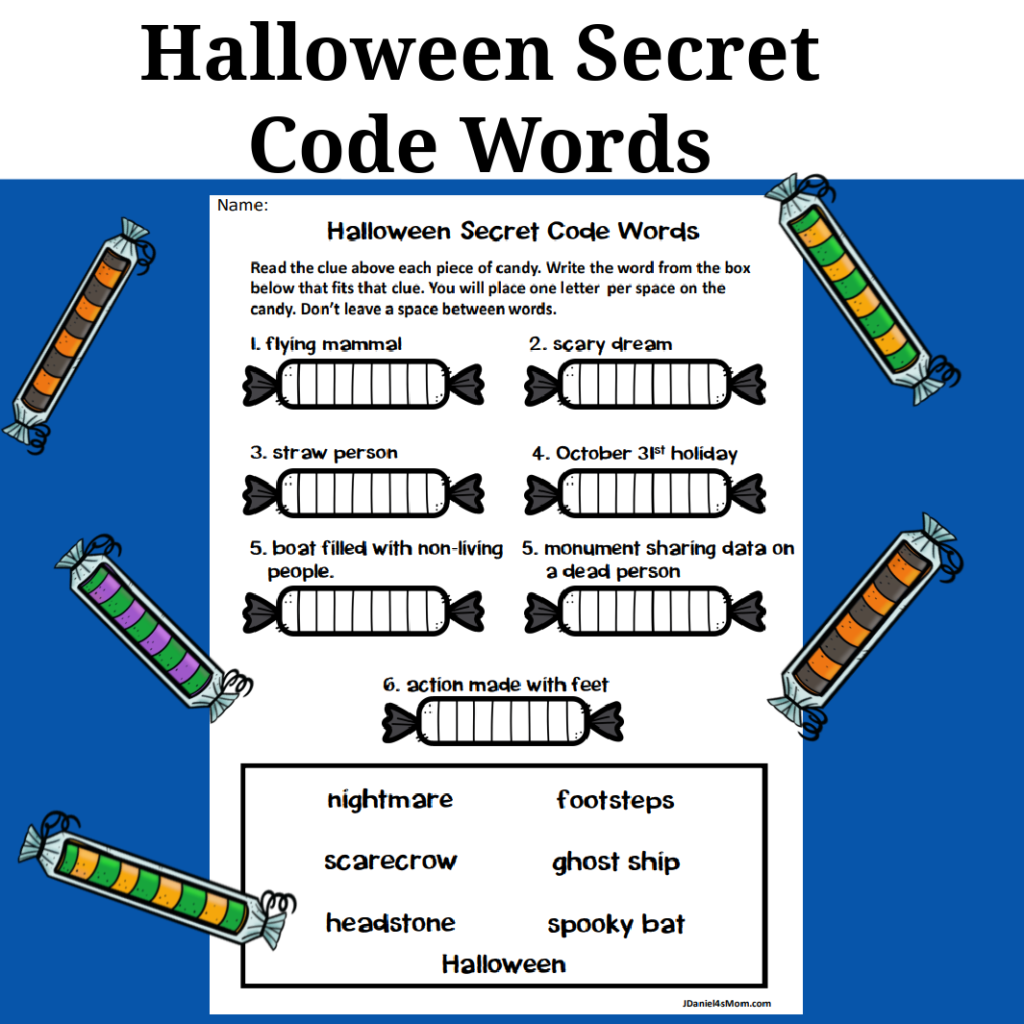 Halloween secret code words printable set