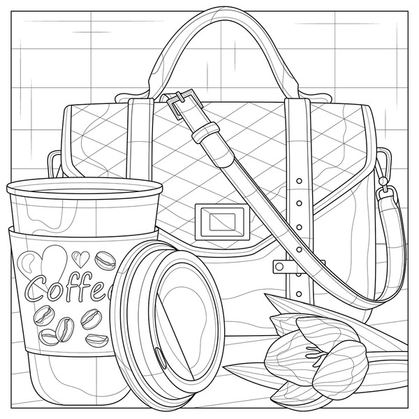 Thousand coffee cup coloring page royalty