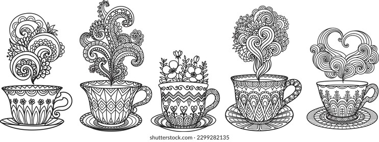 Thousand coffee cup coloring page royalty