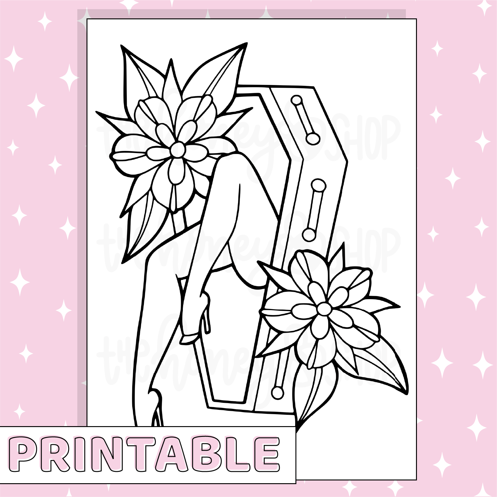 Coffin coloring page set printable bee