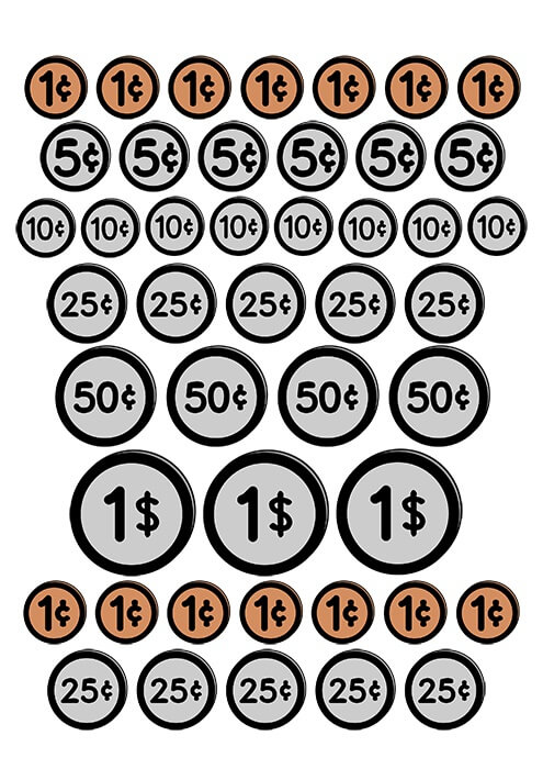 Set of usa coins printable template free printable papercraft templates