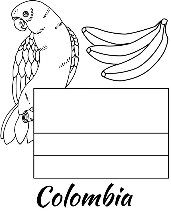 Country colombia flag coloring page